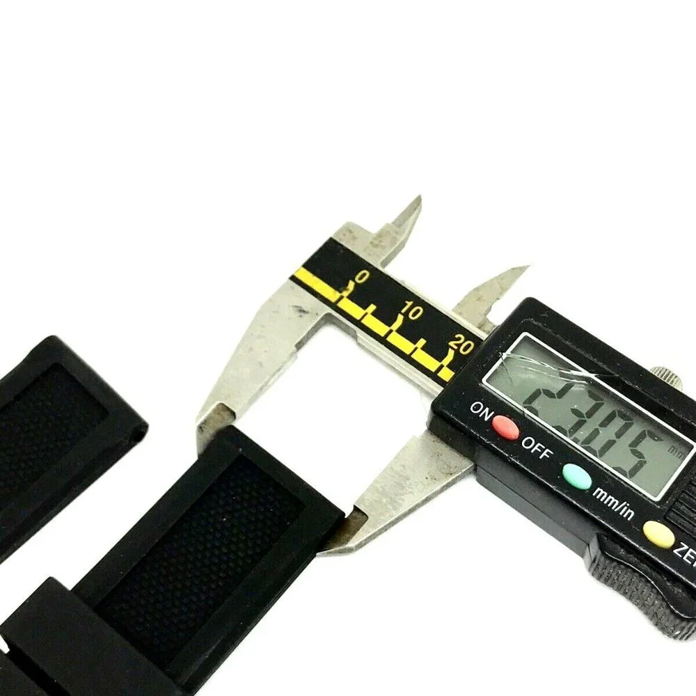 Men's Watch Band Replacement Black Rubber Strap 23mm Lug Silver Tone Buc…